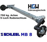 750 kg. Achse für Anhänger - AM: 1300 mm - AS: 5112 - ungebremste Anhängerachse