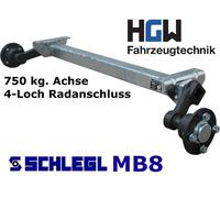 750 kg. Achse für Anhänger - AM: 1400 mm - AS: 4100 - ungebremste Anhängerachse