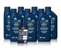 7x 1 L Liter Aral SuperTronic G 0W-40 Motor-Öl Motoren-Öl inkl. Aral Ölwechsel-Anhänger, Spezifikationen/Freigaben: ACEA A3/B3, A3/B4, API SN/CF, BMW Longlife-01, Mercedes Benz MB 229.3/229.5, VW 50