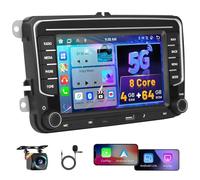 8 Core 4+64GB Android Autoradio für VW Golf 5 Golf 6 Skoda Polo Passat Tiguan Touran Wireless Carplay Android Auto, Hikity 7" Bildschrim Bluetooth Auto Radio Navi Rückfahrkamera WiFi FM RDS SWC