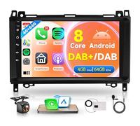 8 Core 4G+64G DAB+ Android Autoradio für Mercedes Benz A/B Class W169 W245 B200 W639 Vito Viano W906 Sprinter 9 Zoll Radio Wireless Carplay Android Auto Navi GPS WiFi Bluetooth FM/RDS Rückfahrkamera