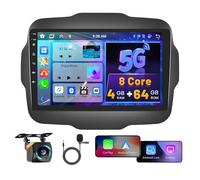 8 Core 4G+64G Hikity Android 15 Autoradio für Jeep Renegade 2016-2020 mit Carplay Android Auto Navi,Autoradio mit 9 Zoll Bildschirm,Bluetooth FM/RDS Mirror Link DSP