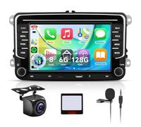 【8 Kern 6+128G】 Hodozzy Carplay Autoadio für VW Passat Golf Seat Altea Skoda Octavia mit USB/USB C/Navi, 7 Zoll VW Autoradio Bluetooth mit Android Auto/Mirror Link/32 EQ/FM/RDS/SWC/WiFi+Rückfahrkamera