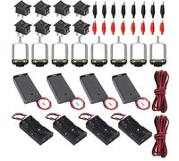 8 Set Mikro DC Motor 15000-16000 U/min + Batteriehalter Krokodilklemmen Kabel