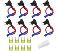 8 Stück 12V Autosicherungen Stromdieb, Bolatus Flachsicherungsadapter ACS Klein KFZ Stecksicherung Verteiler Add-A-Schaltung Flachsicherungen Sicherungshalter mit 20A Sicherung