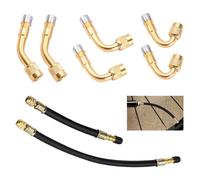8 Stück Reifen Ventil Verlängerung Adapter Set, 45 90 135 Grad Messing Ventilverlängerung mit 2 Verlängerungsschläuchen 120mm 190mm, Reifenventilverlängerung für Auto Motorrad Fahrrad Roller