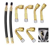 8 Stück Ventilverlängerung Set, Reifenventil Verlängerung Adapter mit 45° 90° 135° Kupfer Winkelventil Adaptern, 2x Gummischlauch 180mm für Schrader Ventile an Auto Motorrad Fahrrad Roller Bike Reifen