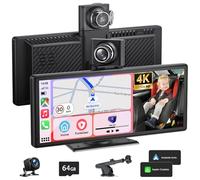 9,26 Zoll Apple Carplay Display & Android Auto Display mit Drehbare 4K Dashcam/Rückfahrkamera 1080P HD/Bluetooth/FM/AUX/64G TF/Mirror Link/Sprachsteuerung/Siri/G00gle Assistant/GPS Navigation für Auto