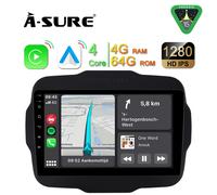 9" 4+64GB Für Jeep Renegade Android15 Autoradio Carplay GPS Navi FM RDS BT WIFI
