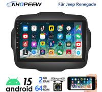 9" Android 15 Autoradio Für Jeep Renegade 2015-2024 mit GPS Navi WIFI RDS Kamera