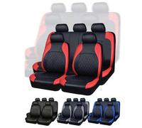 9 Stück Diamantmuster Echtleder Autositzbezüge - glänzendes Design, universelle Passform für SUV/Limousine/Van (kompatibel mit Airbags, beinhaltet Vor