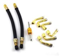 9-teiliges Reifenventil Adapter Set aus Messing, Ventilverlängerung Gerade & Gewinkelt, Reifenfülladapter für Auto, und Motorrad, langlebiges Ventilzubehör(Gold 9-piece Set)