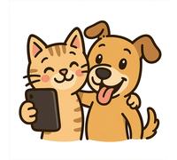9X9 Autoaufkleber Katzen und Hunde Selfie Aufkleber