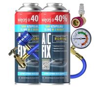 A/C FIX R134a kältemittel Ersatzgas - Kühlmittel Klima Auto - Gasflasche 2x235 g Auto Klimaanlage Nachfüllset - Wohnmobil - Klimaanlage Schlauch - Manometer Klimaanlage - ECO