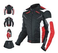 A-pro Motorcycle Jacket CE Armored Textile Motorbike Racing Thermal Liner, Schwarz-Rot, L