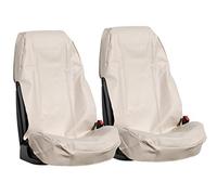 A0080 2 Stück Sitzschoner Auto Autositzbezüge Autositzschoner Auto Sitzbezüge Werkstatt [ wasserdicht pflegeleicht robust langlebig ] Werkstattschoner Kunstleder Sitzbezug Schonbezug Beige