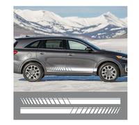 AALXF Auto Seitenschweller Aufkleber für Kia Sorento 1 2 4 R UM XM BL MQ4-2 Stück Seitenstreifen, Racing Sport Design, Karosserie Tuning Dekor, Vinyl Folie Zubehör,B-White