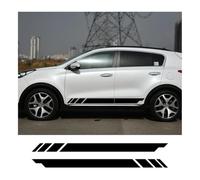 AALXF Auto Seitenschweller Aufkleber für Kia Sorento R 1 2 4 BL UM XM MQ4-2 Stück Seitenstreifen, Racing Sport Design, Karosserie Tuning Dekor, Vinyl Folie Zubehör,A-Black