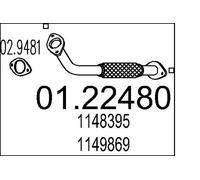 Abgasrohr MTS 01.22480 für BWY FORD B5Y MONDEO Mittelschalldämpfer 3 Turnier B4Y