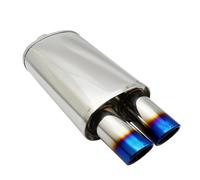 Abgasschlauch Auspuffanlagen Schalldämpfer Rohr Trommel Universal Edelstahl Gebrannt Blau Silber Schalldämpfer Doppel Export 63MM 76MM Autozubehör Abgasrohrleitungen(StraightBlue63mm)