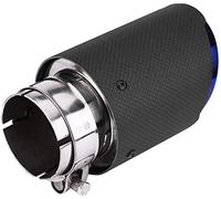 Abgasschlauch Auto Tailpipe Kohlenstofffaser Hals Blau Gerades Rand 63-89mm EinzelKohlefaser Auspuffrohr Schalldämpfer Endspitzen Endrohr(Matte Blue)