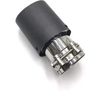 Abgasschlauch Auto Tailrohr 1 Stück Universal Edelstahl Auspuffrohr Matte Kohlefaser Einzelne Rücken-Auspuff Schalldämpfer Tipps(70mm in 89mm Out)