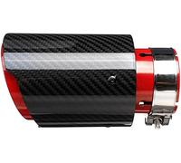 Abgasschlauch Universal Auto Schalldämpfer 63mm-89mm Edelstahl Auspuffrohrspitzen Glänzende Kohlefaser End Rohre(Red*2)