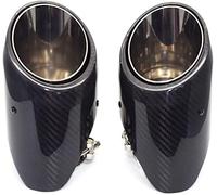 Abgasschlauch Universal Auto Schalldämpfer Auspuff Spitzenrohrabdeckung Glänzend Kohlefaser Edelstahl End Rohre(ID57MM 1 PCS)