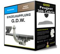 Abnehmbare Anhängerkupplung für PEUGEOT 306 Cabrio 04.1997-04.2002 Typ 7D G.D.W.