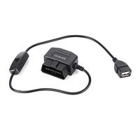 ABS Schwarz 18,7 Zoll 1 Packung OBD2 USB-Stromladekabel 16-poliger Stecker Langlebiger, hocheffizienter Autoladegerät-Adapter für Fahrzeug-GPS-DVR-Kamera