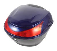 Abschließbare Motorrad Heckbox aus Kunststoff für Roller und Scooter | Geräumiges Design, Wetterfest für Pendler, Inklusive Schlüssel und Großem Reflektor, in Marineblau