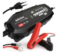 ABSINA Vollautomatisches Batterieladegerät KFZ - Ladegerät für 6V & 12V Blei Batterie bis 120Ah / 12,8V Lithium bis 50Ah - 3,6m Kabel - Erhaltungsl