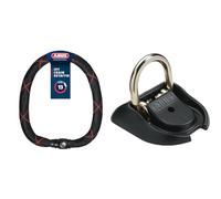 ABUS 88692 Kettenschloss, Schwarz, 110 cm & Wand- und Bodenanker Granit WBA 100 - Diebstahlsicherung für Fahrrad und Motorrad - Befestigungsanker aus Spezialstahl Sicherheitslevel 20, Schwarz
