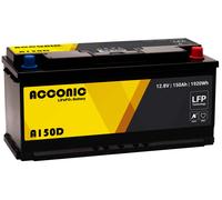 Acconic A150D LiFePO4 12V Lithium Versorgungsbatterie 150Ah DIN (Umsatzsteuerbefreit)(Angebot gemäß § 12 Abs. 3 UstG)