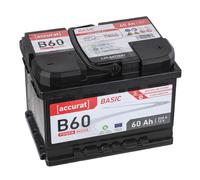 Accurat 12V 60Ah Autobatterie Starterbatterie Batterie KFZ statt 54Ah 55Ah 56Ah