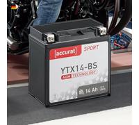 Accurat Sport AGM YTX14-BS Motorradbatterie 12Ah 12V (DIN 51214) CTX14-BS