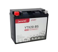 Accurat Motorradbatterie YTX20-BS - 12V, 20Ah, 290A, rüttelfest, wartungsfrei - Starterbatterie, AGM Batterie in Erstausrüsterqualität für Rasentraktor, Roller, Motorrad, Quad