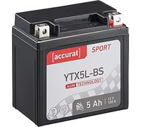 Accurat Sport AGM YTX5L-BS Motorradbatterie 5Ah 12V (DIN 50412) YB4L-B YT5L-BS CTX5L-BS
