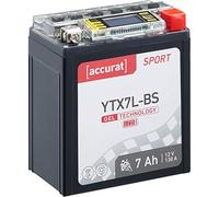 Accurat Motorradbatterie YTX7L-BS - 12V, 7Ah, 130A, rüttelfest, wartungsfrei, LCD Display - Starterbatterie, Gel Batterie in Erstausrüsterqualität für Rasentraktor, Roller, Motorrad, Quad
