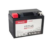 Accurat Motorradbatterie YTZ14S - 12V, 14Ah, 150A, rüttelfest, wartungsfrei - Starterbatterie, AGM Batterie in Erstausrüsterqualität für Rasentraktor, Roller, Motorrad, Quad