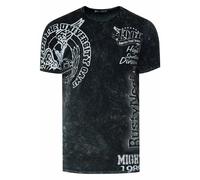 Acid Washed T-Shirt mit Prints 3XL