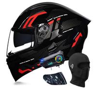 ACLFFSHOP Motorradhelm mit Bluetooth Klapphelm Modulare Helm, ECE Zertifiziert Integralhelm mit Doppelvisier, mit Eingebautem Mikrofon für Automatische Reaktion, für Erwachsene Frauen Männer