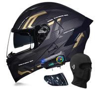 ACLFFSHOP Motorradhelm mit Bluetooth Klapphelm Modulare Helm, ECE Zertifiziert Integralhelm mit Doppelvisier, mit Eingebautem Mikrofon für Automatische Reaktion, für Frauen Männer M~XXL