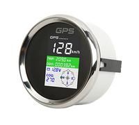 ACOGEDO 85-mm-GPS-Tachometer Km/h Knoten MPH DC9-32V TFT-Bildschirm IP67 Wasserdichter Geschwindigkeitsmesser Universal für Autos Motorräder Boote Weißes Zifferblatt Silberne Abdeckung Zeigt die