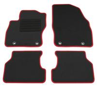AD Tuning Auto Fußmatten 4-teilig passgenau für Ford Focus MK2 (11/2004-2/2011, inkl. Turnier) Textil mit Farbiger Randkettlung in Rot