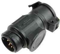 as - Schwabe KFZ Adapter 13-polig auf 7-polig - Kurzadapter für Anhänger, Caravan, Wohnwagen & Fahrradträger - Mit Klappdeckel, wetterfest IP44, kompakt & sicher - Schwarz, 60469