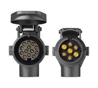 Adapterstecker 7 Polig auf 13 Polig Anhänger PKW KFZ AHK Dose Verbindung Kunststoff 12V Steckeradapter Adapter Stecker Auto Kupplung Konstante Anhängerkupplung Zubehör Kabel