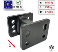 XIMPLIO Adapter Verlängerung Hakenverlängerung für Flanschkugel Anhängerkupplung AHK mit ABE (75 mm)