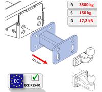 Hakenverlängerung AHK Anschraubplatte 125mm 90mm 83x56 ABE für VW LT 28-35 95-06