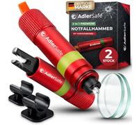 AdlerSafe Notfallhammer Auto mit Gurtschneider - Nothammer - Federkörner Glasbrecher zum Lebenretten - Rettungswerkzeug Notfallset für Scheiben - Sicherheitshammer für Unfälle
